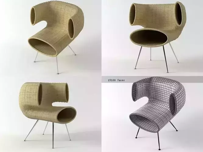 Su su su chair made of rattan 3D model