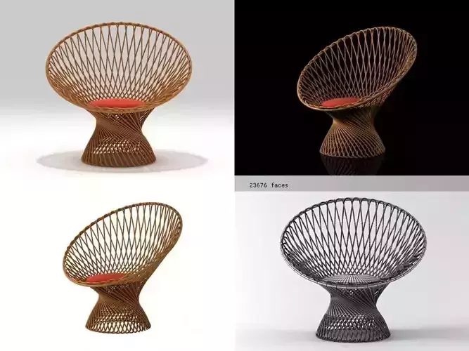 Primavera four rattan chairs 3D model