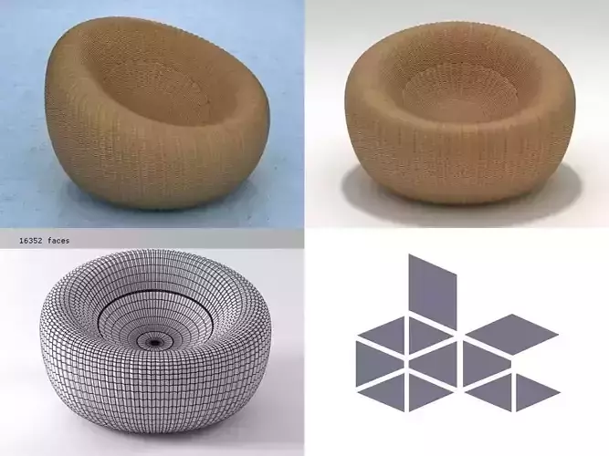 Palla chair with circular shape 3D model
