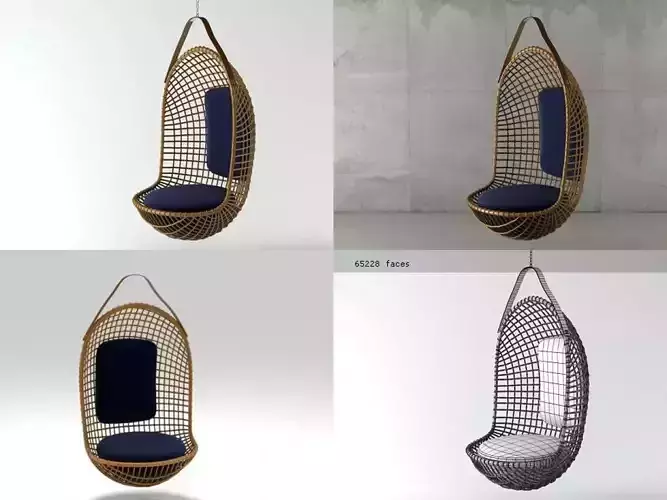 Eureka different rattan hanging chairs 3D model