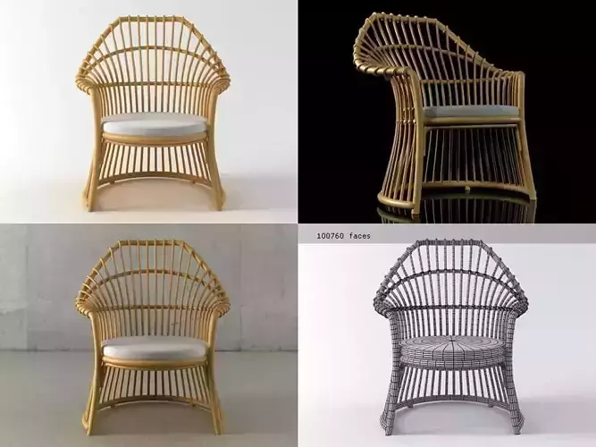Martingala four different rattan chairs 3D model