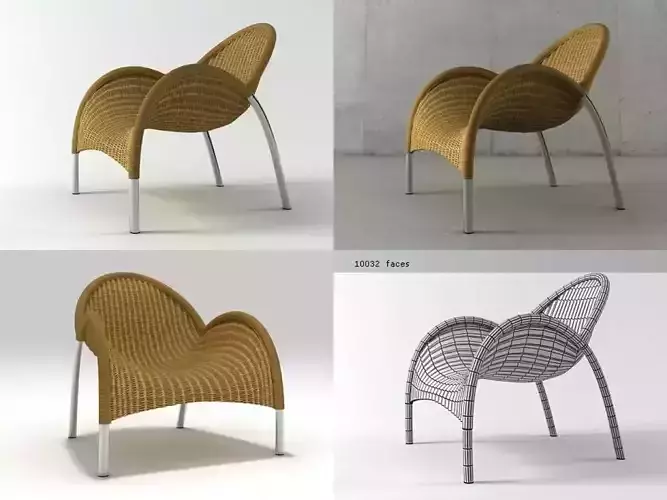 Manta four different wicker chairs 3D model