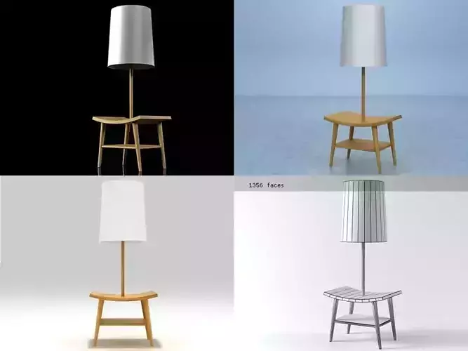 Booklamp four different lamps on table 3D model