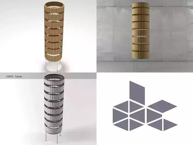 Sunlight L three wooden floor lamp