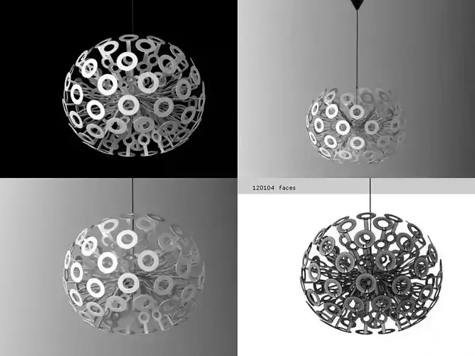 Dandelion pendant lamp with gears 3D model