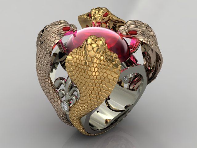 Cobra Snake Ring 3D print model_4