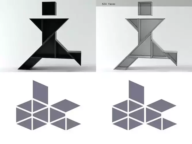 Tangram logo design for furniture company 3D model