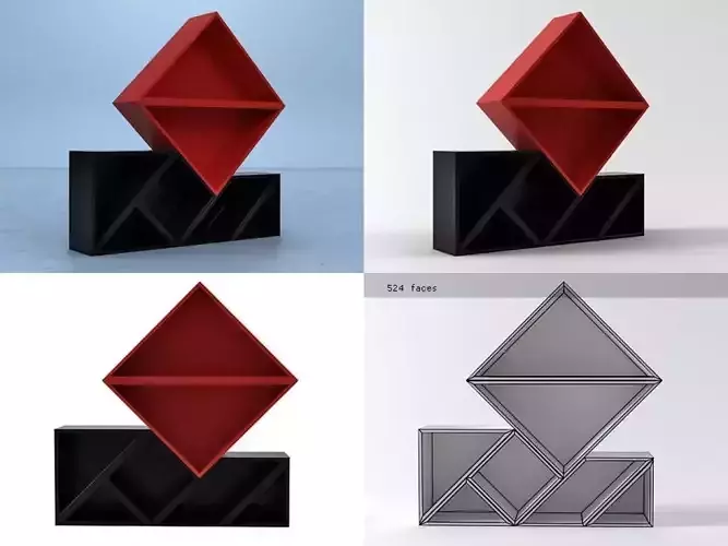 Tangram geometric bookcase 3D model