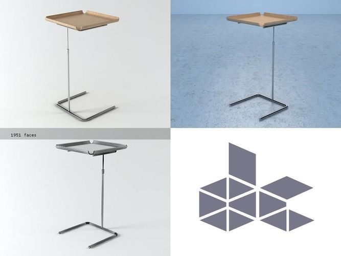 Tray bedside table with 3D model