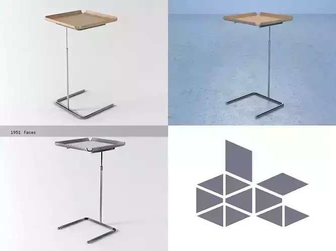 Tray bedside table with 3D model Tray bedside table with 3D model