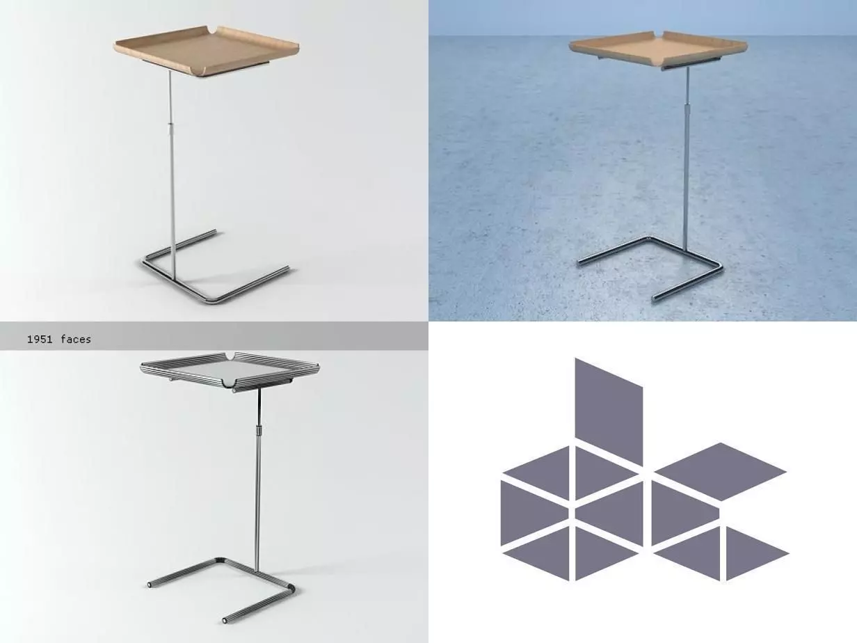 Tray bedside table with 3D model_0