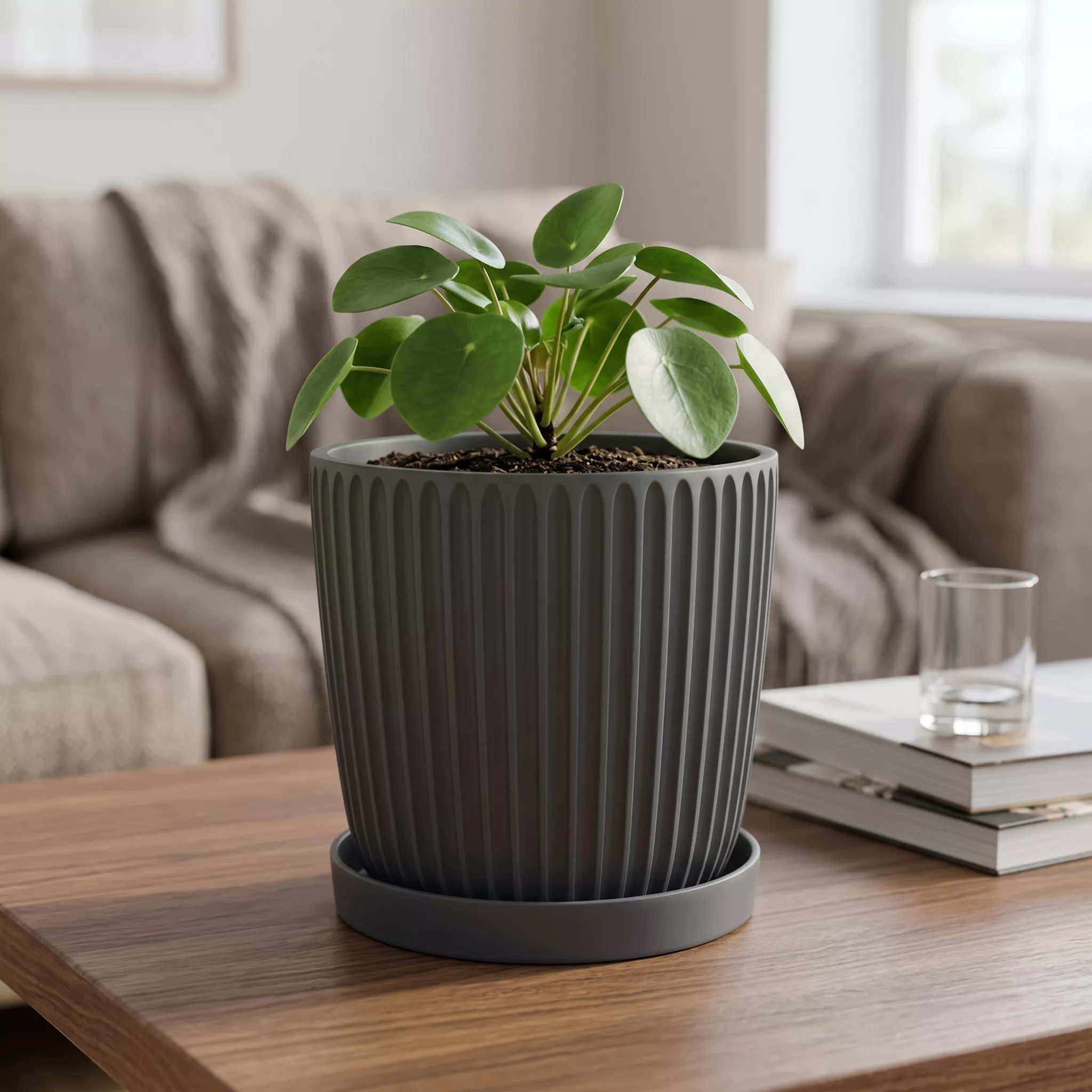 DUNE Fluted Planter with Drainage and Saucer - RC 3D print model