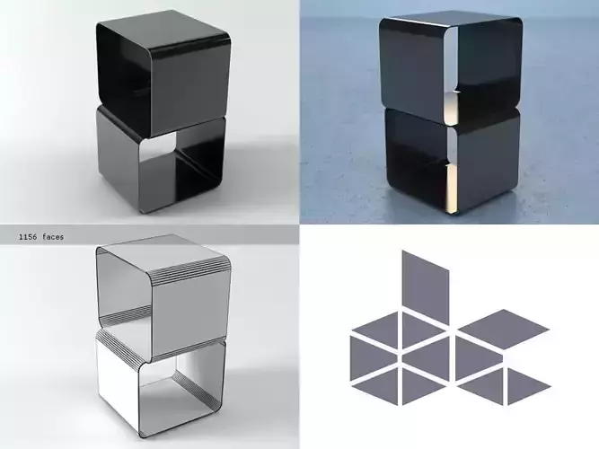Dadi side table with cubes 3D model