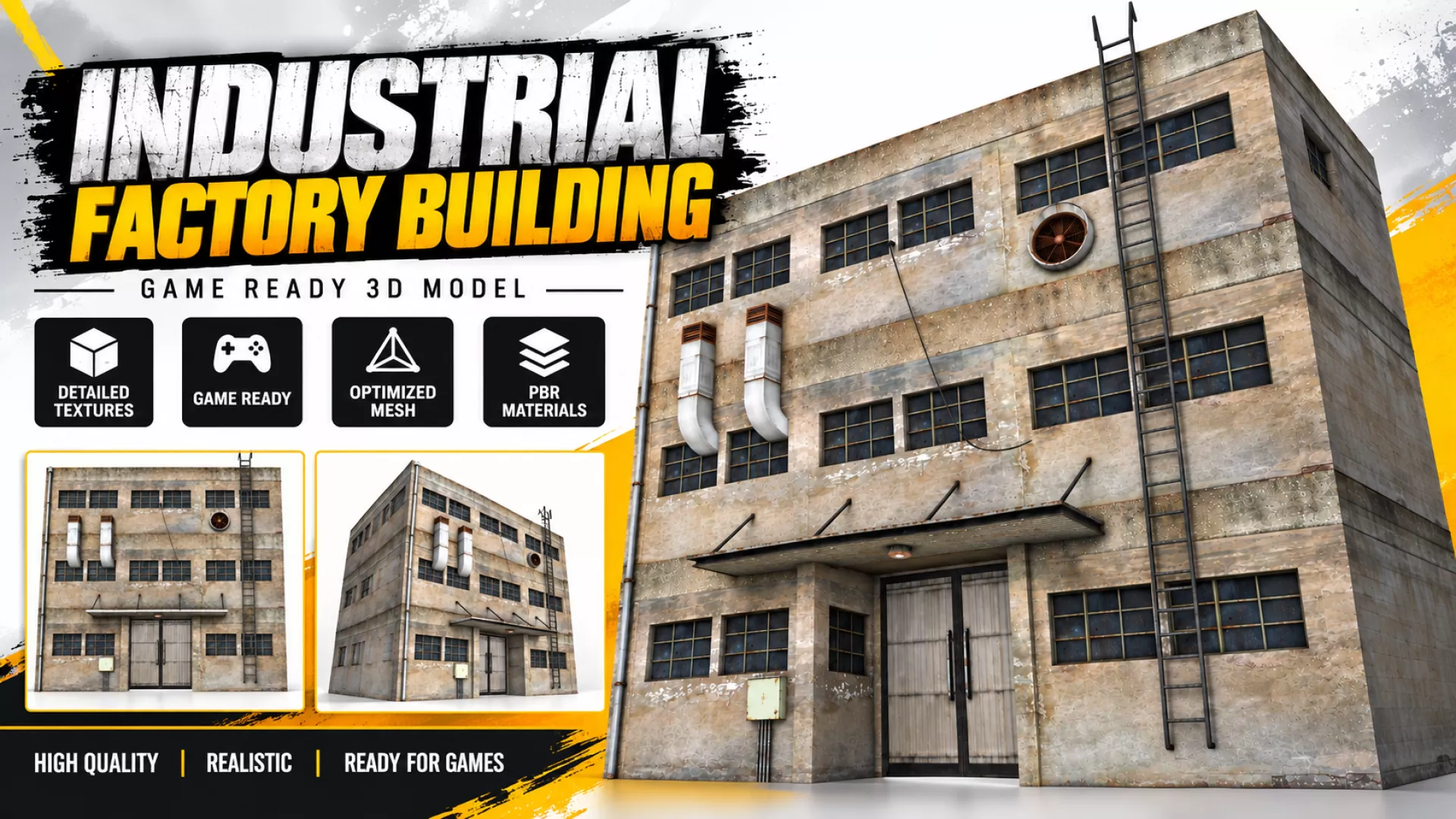 Industrial Factory Building Free low-poly 3D model