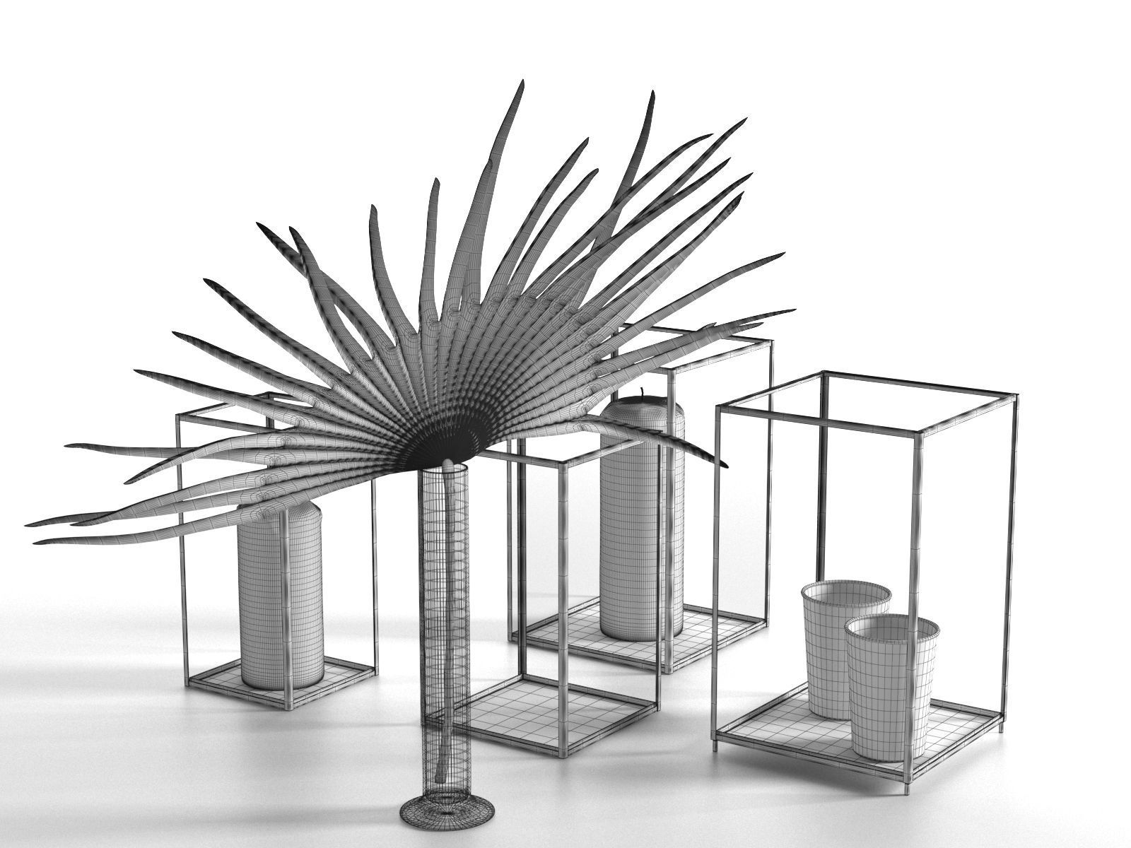 Palm Leaf with Candles 3D model_1