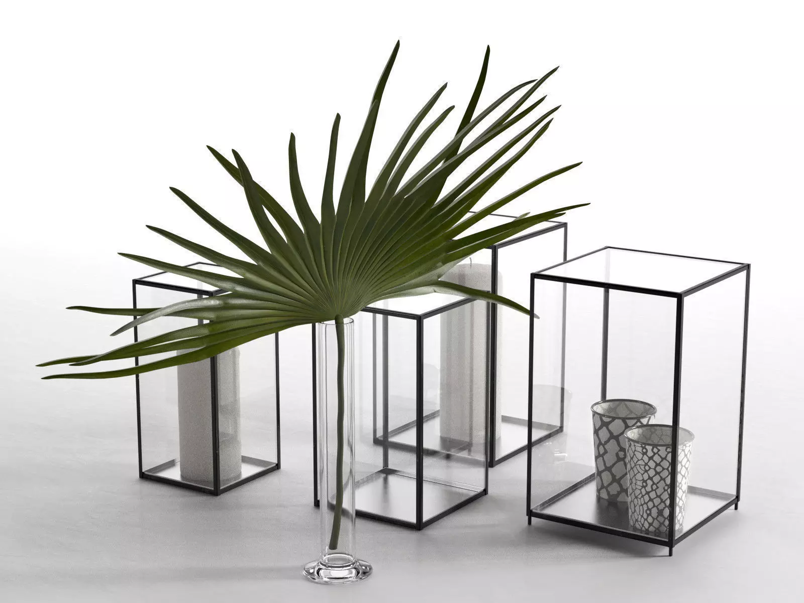 Palm Leaf with Candles 3D model_0