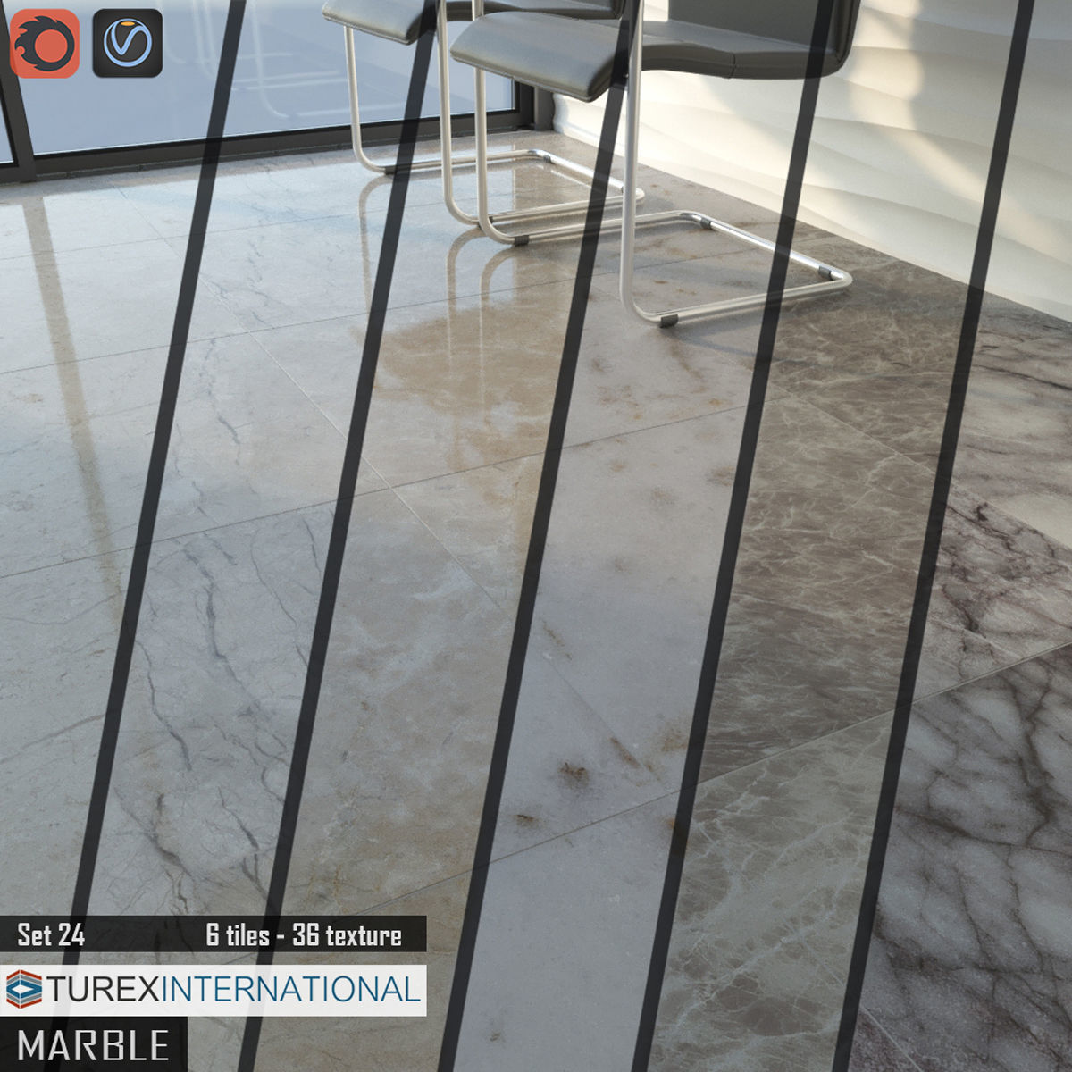 TUREX INTERNATIONAL Marble Tiles Set 3D model_1