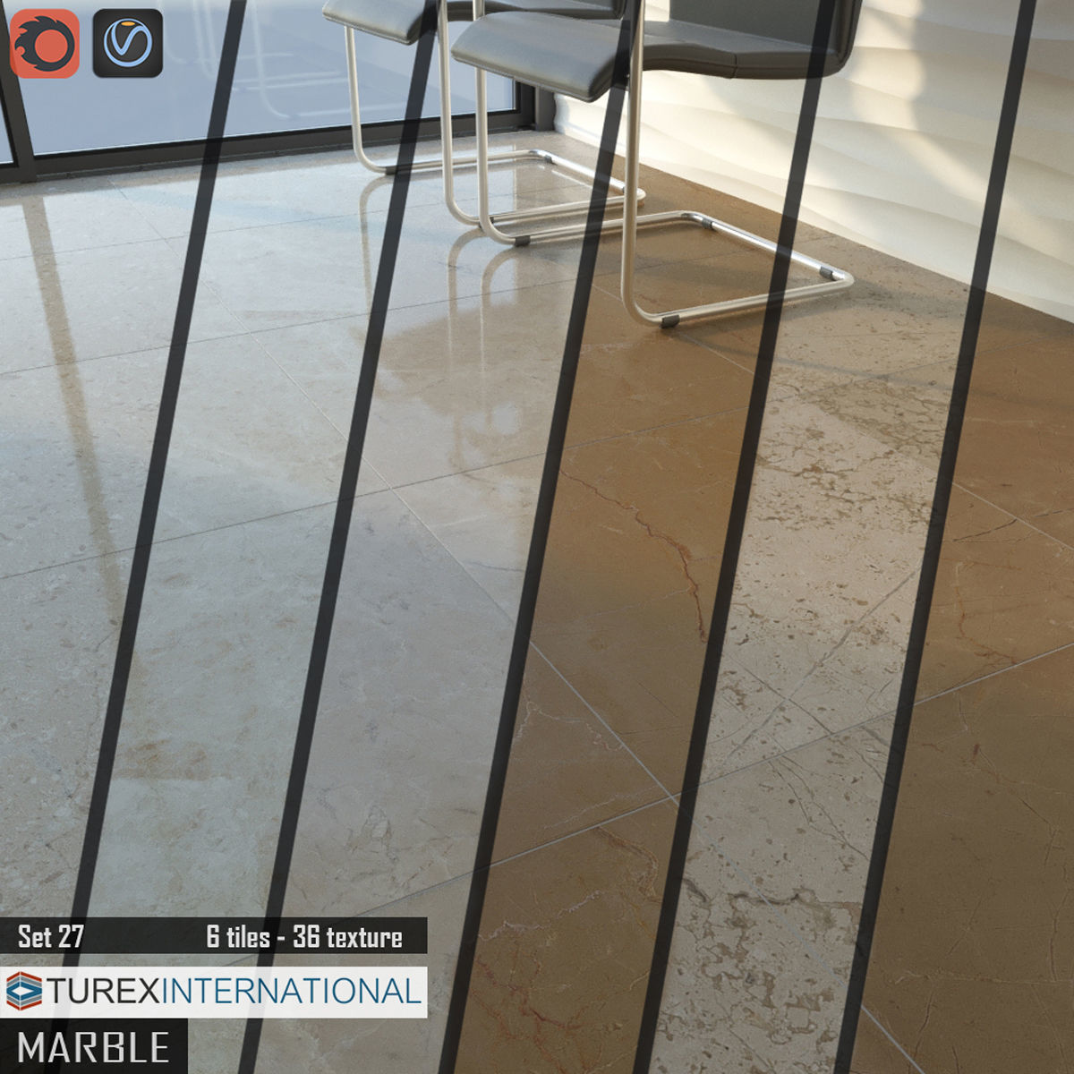 TUREX INTERNATIONAL Marble Tiles Set 3D model_1