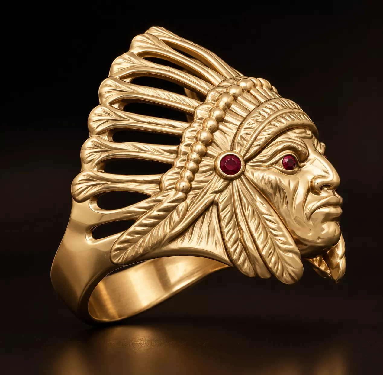 Native American Chief Indian Head Men Ring 3D print model