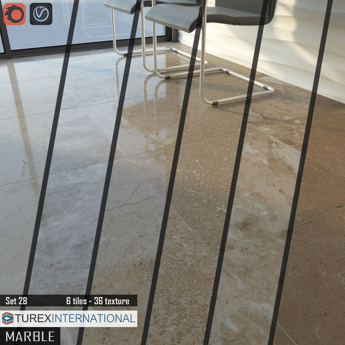 TUREX INTERNATIONAL Marble Tiles Set 3D model_1