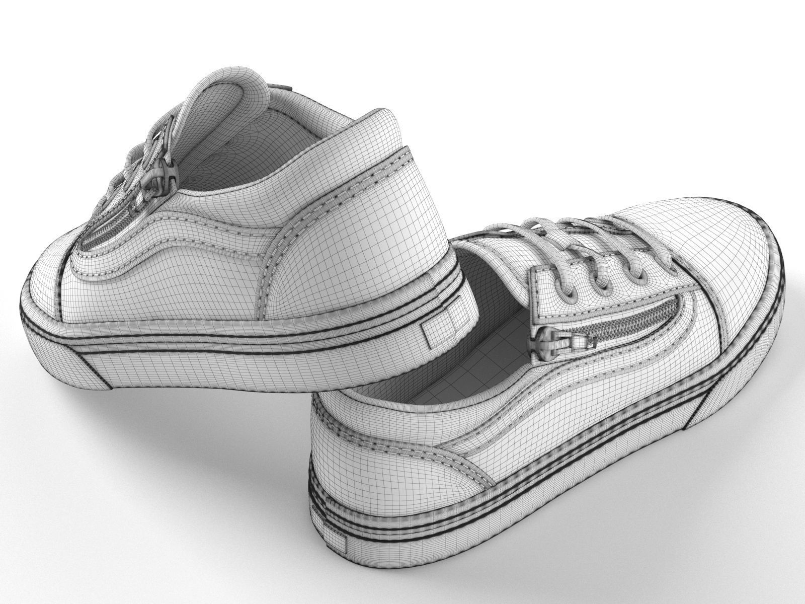 Toddler Polka Dot Skool Zip Shoes 3D model_3