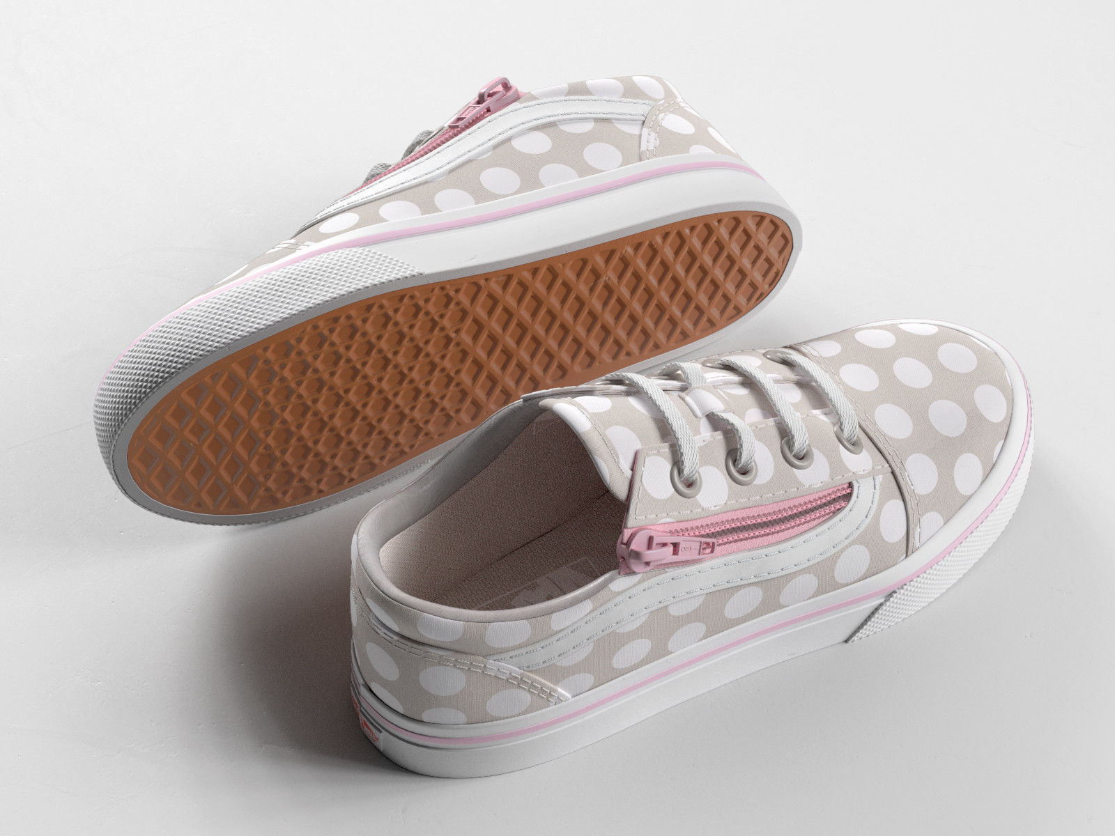 Toddler Polka Dot Skool Zip Shoes 3D model_1