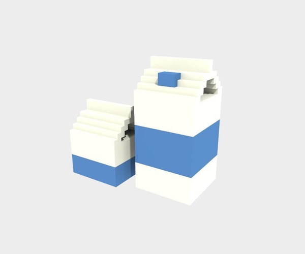 Voxel Milk Box Low-poly 3D model