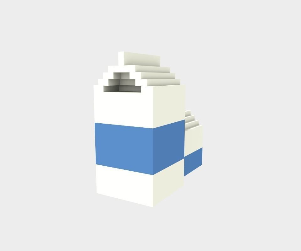 Voxel Milk Box Low-poly 3D model_2