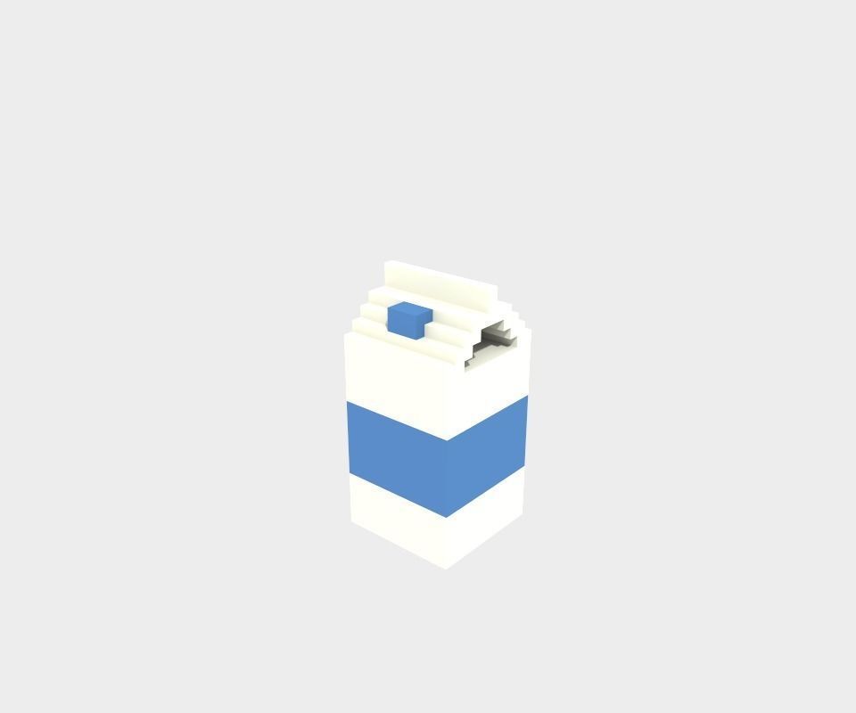 Voxel Milk Box Low-poly 3D model_4