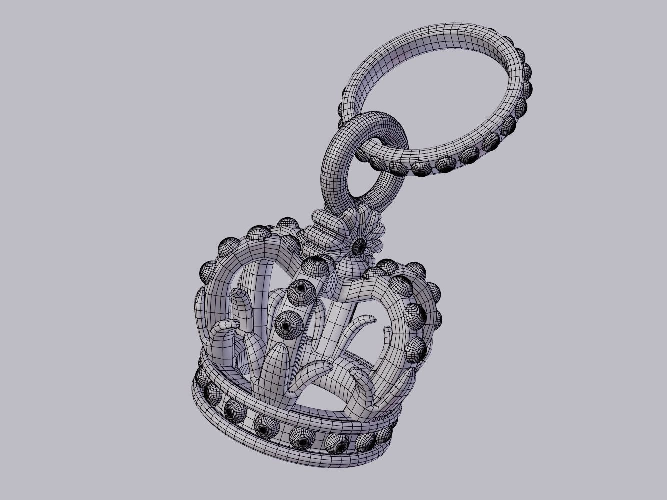 Crown Pandora Charm 3D model_4