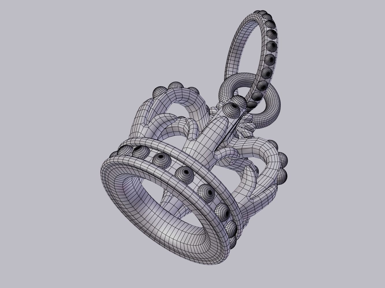 Crown Pandora Charm 3D model_5