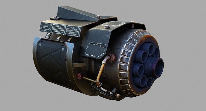Sci-fi big gun for robot mecha Low-poly 3D model