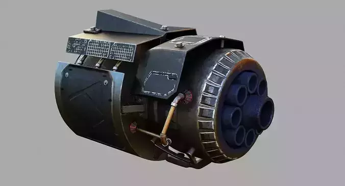Sci-fi big gun for robot mecha Low-poly 3D model
