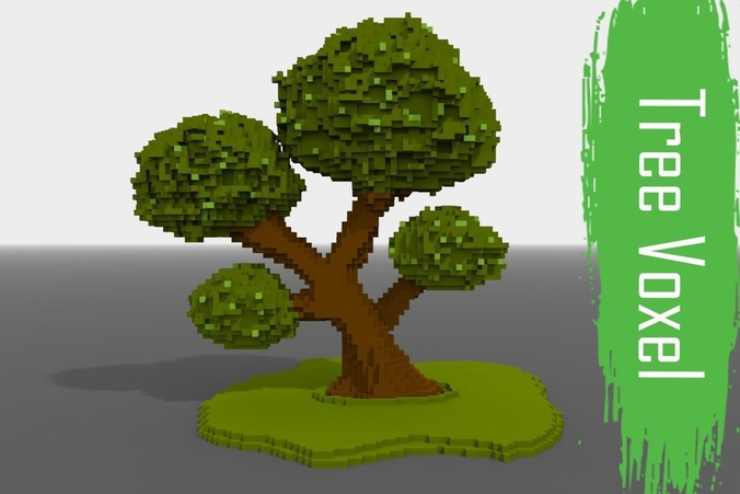 Voxel Tree  Low-poly 3D model