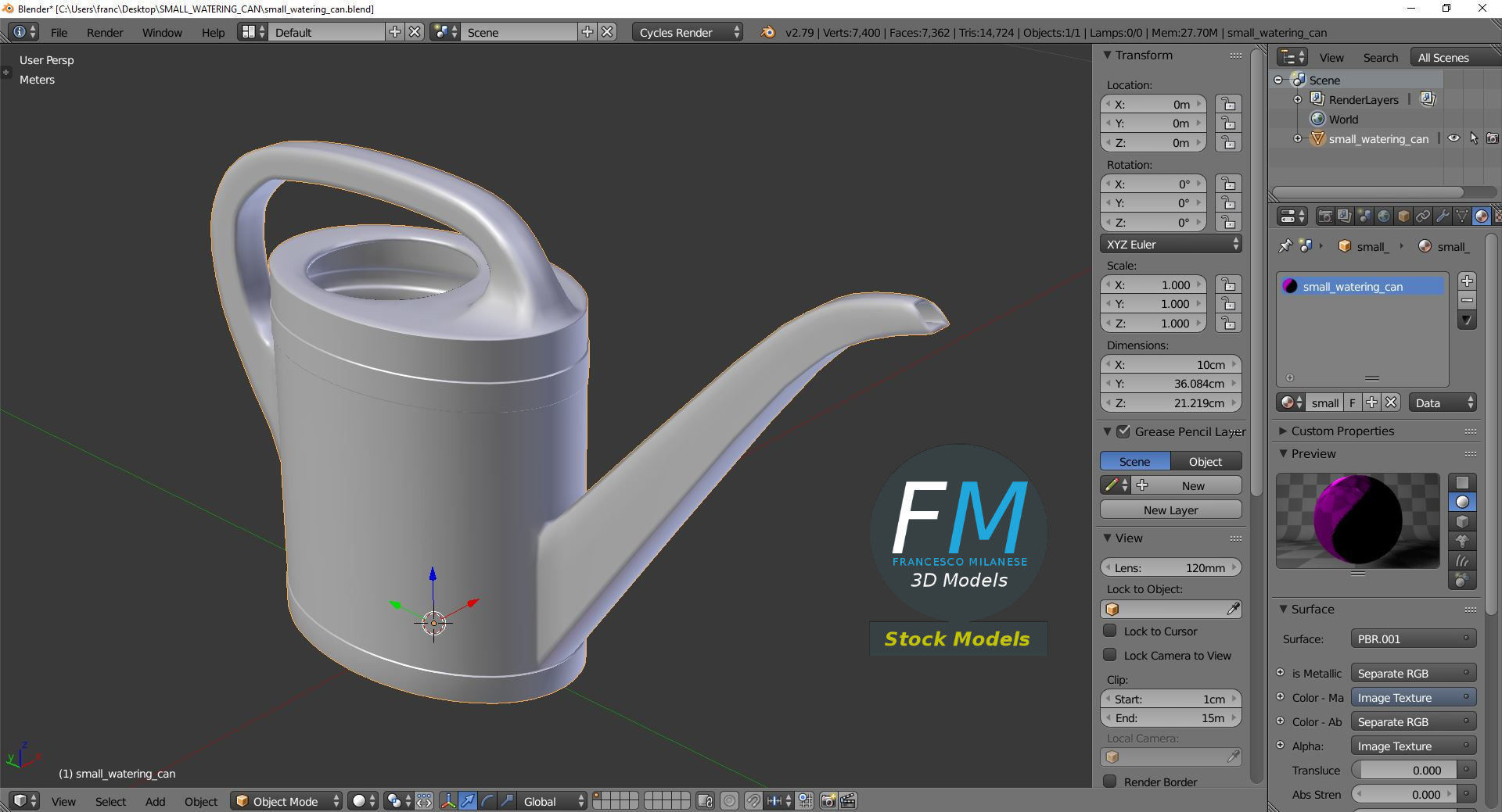 Small watering can 3D model_9