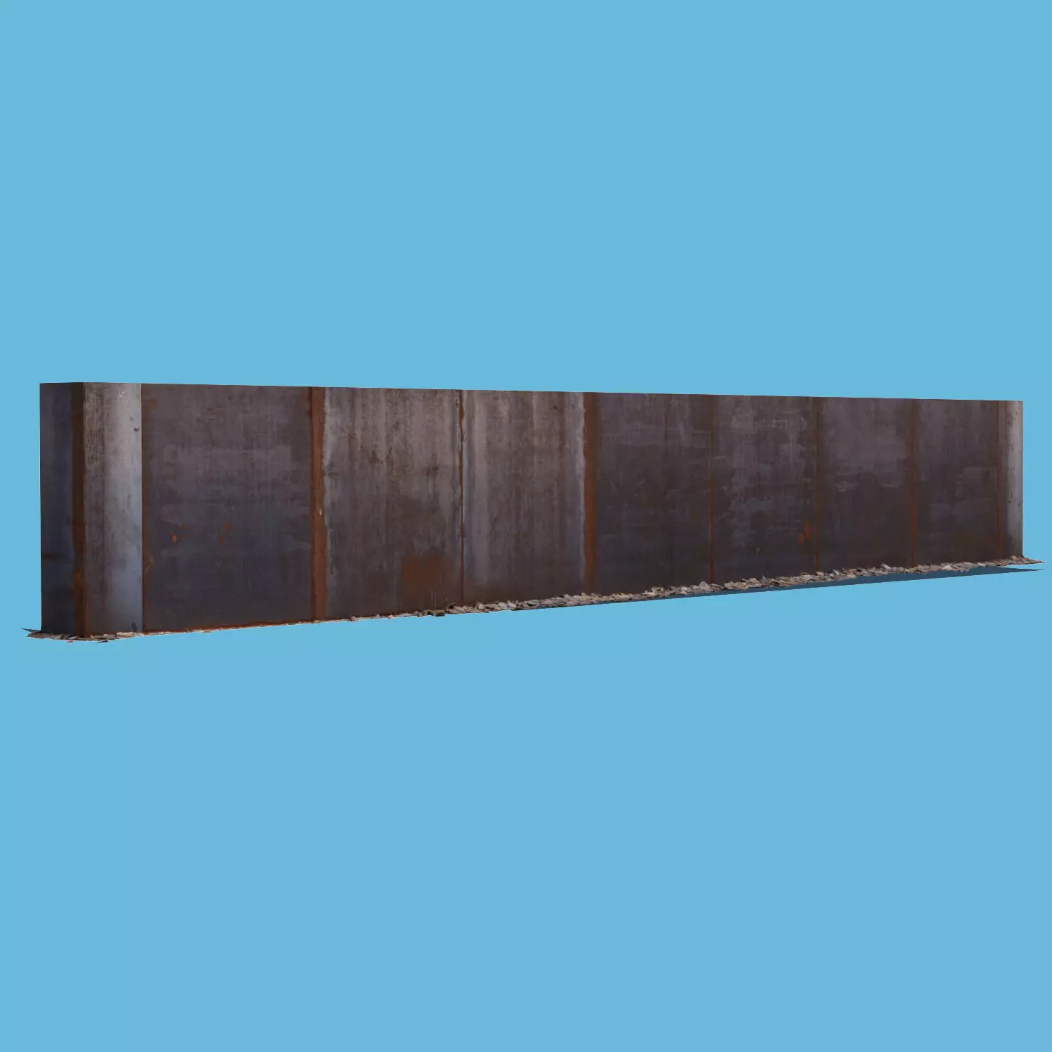 Rusty Metal Wall 3D model_0