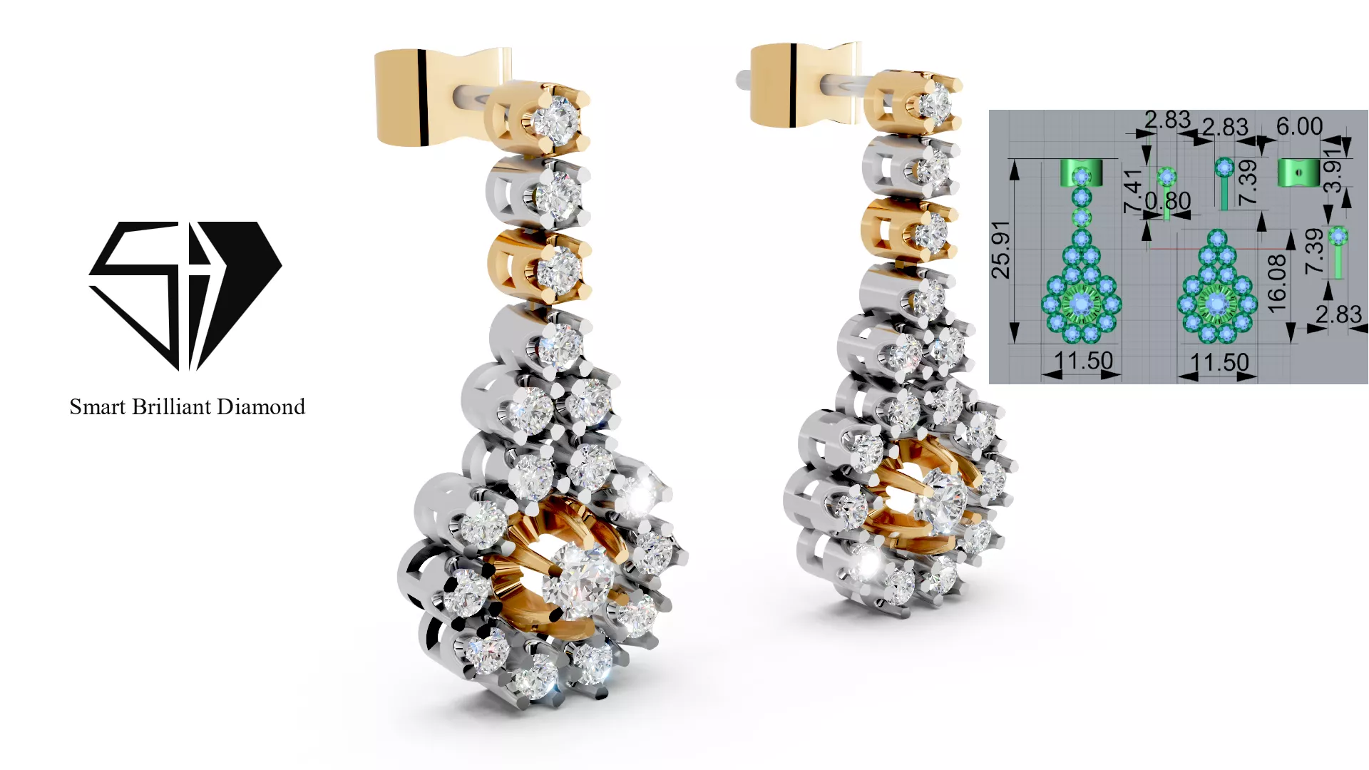 Floral Royale Gold Gemstone Earrings je0236 3D print model