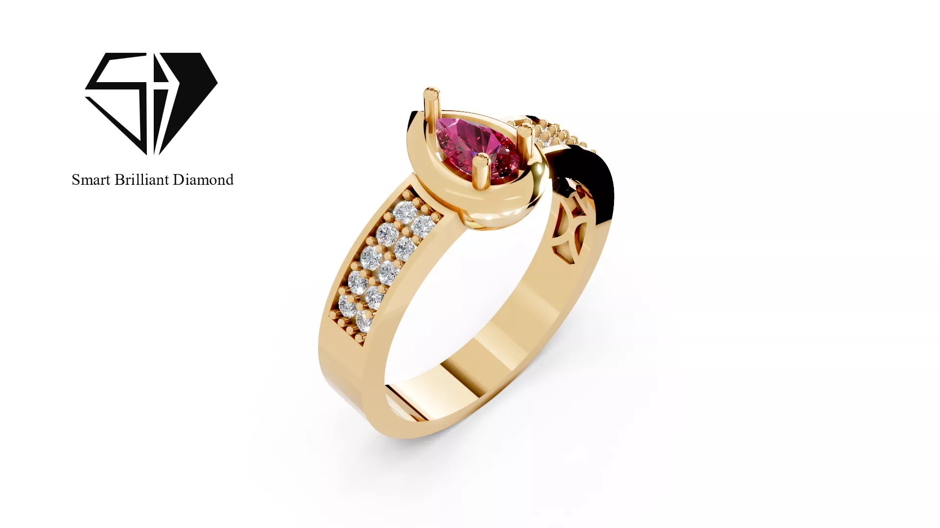 Luxury Ruby Diamond Gold Ring High-End Jewelry 3D Model jr00465 3D print model