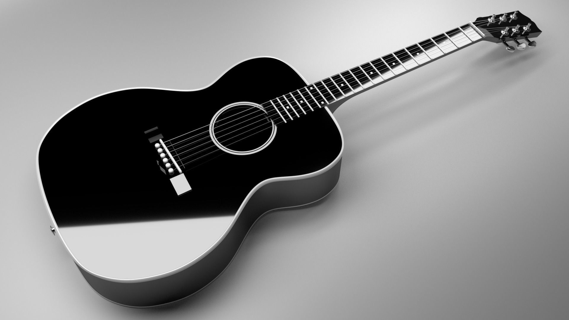 Acoustic Guitar Black high poly Free 3D model
