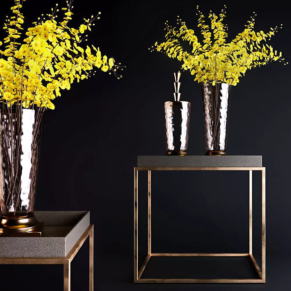 Tables Rh and yellow flowers set2   3D model_0
