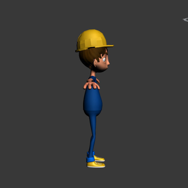 Worker Cartoon  Rigged 02 3D model_9