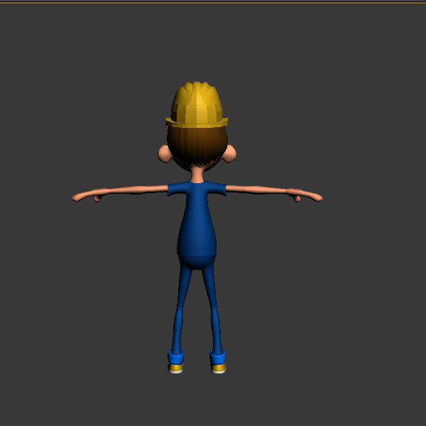 Worker Cartoon  Rigged 02 3D model_11