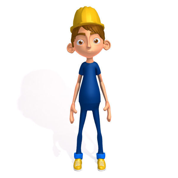 Worker Cartoon  Rigged 02 3D model_1