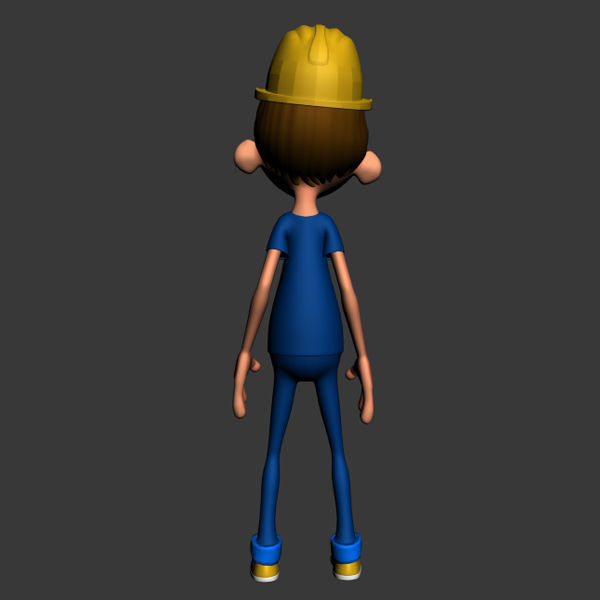 Worker Cartoon  Rigged 02 3D model_3