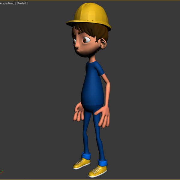 Worker Cartoon  Rigged 02 3D model_7