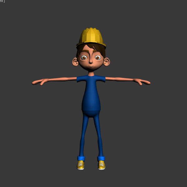 Worker Cartoon  Rigged 02 3D model_10