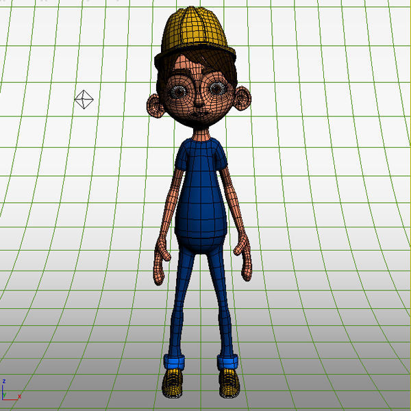 Worker Cartoon  Rigged 02 3D model_8