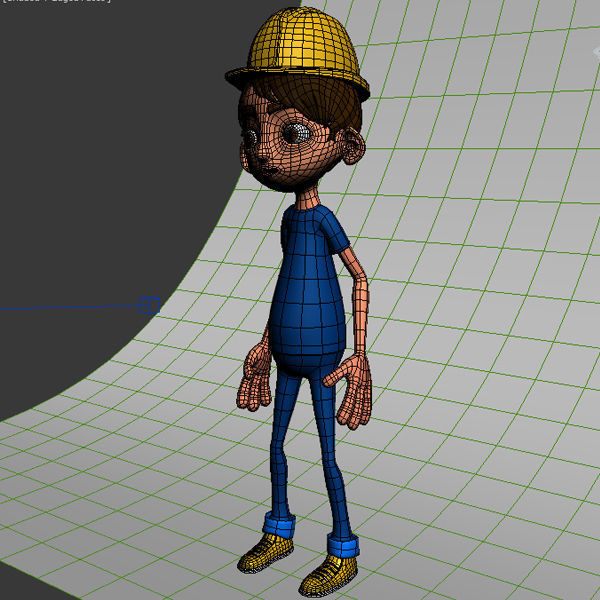 Worker Cartoon  Rigged 02 3D model_2