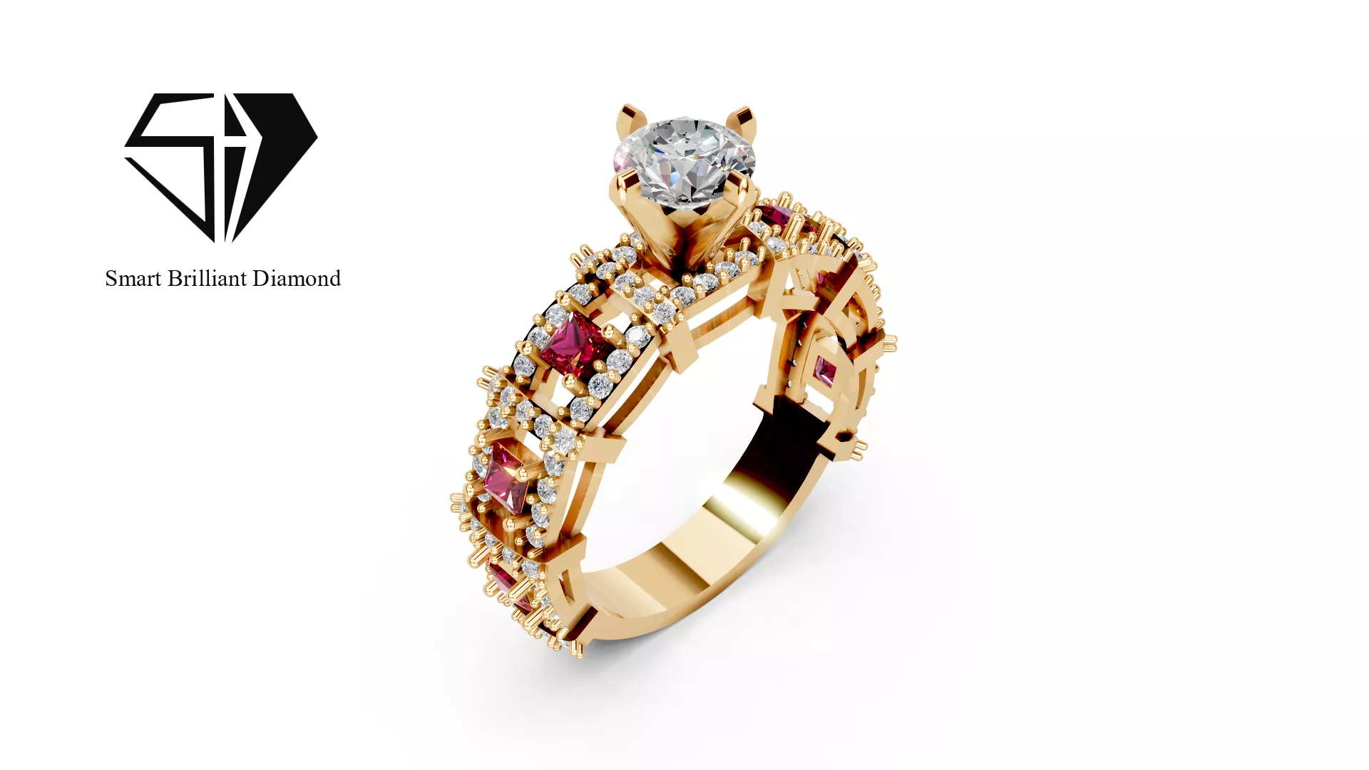Luxury Solitaire Diamond Engagement Ring sr0064 3D print model
