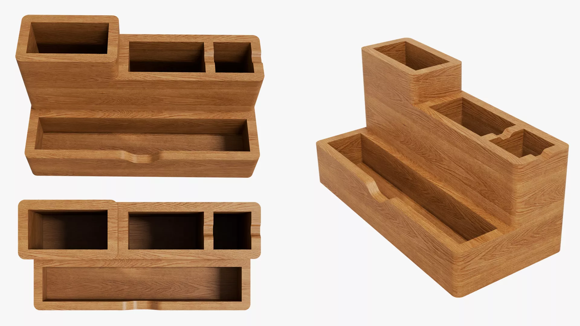 Natural Wooden Desk Organizer 3D print model